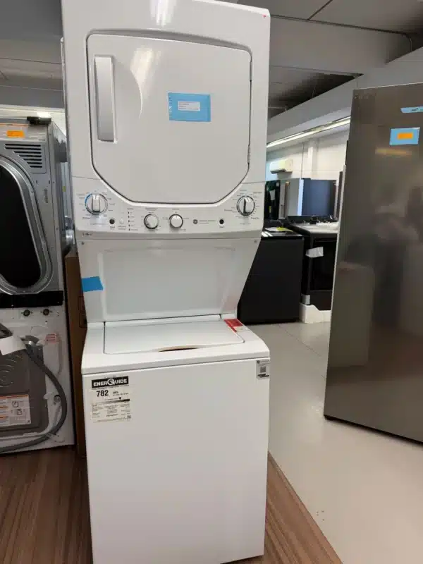 GE Laundry Center – 24", Washer 2.6 cu. ft. & Electric Dryer 4.4 cu. ft., White - GUD24ESMMWW - Image 2