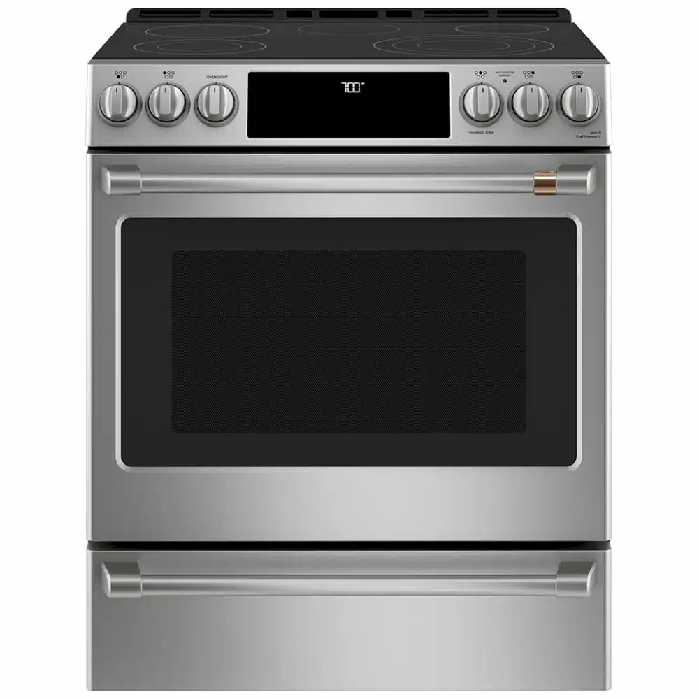 Café 30inch Electric Range, True Convection, Air Fry, Warming Drawer – CCES700P2MS1