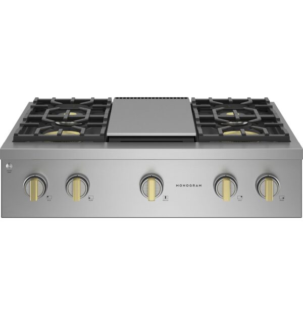 Plaque de cuisson au gaz 36’’, 4 brûleurs, Plaque chauffante, Stainless - ZGU364NDTSS