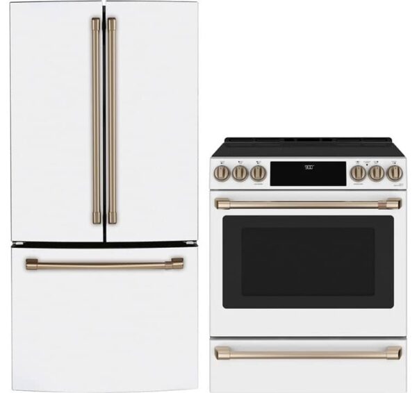 Combo cuisine blanc mat, Réfrigérateur 33’’ et Cuisinière à induction