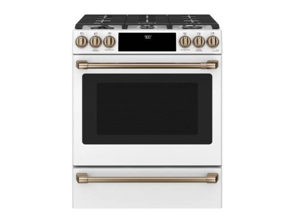 Cuisinière au gaz 30“, Bi-énergie, Convection, Tiroir-réchaud, Blanc mat - CC2S900P4MW2