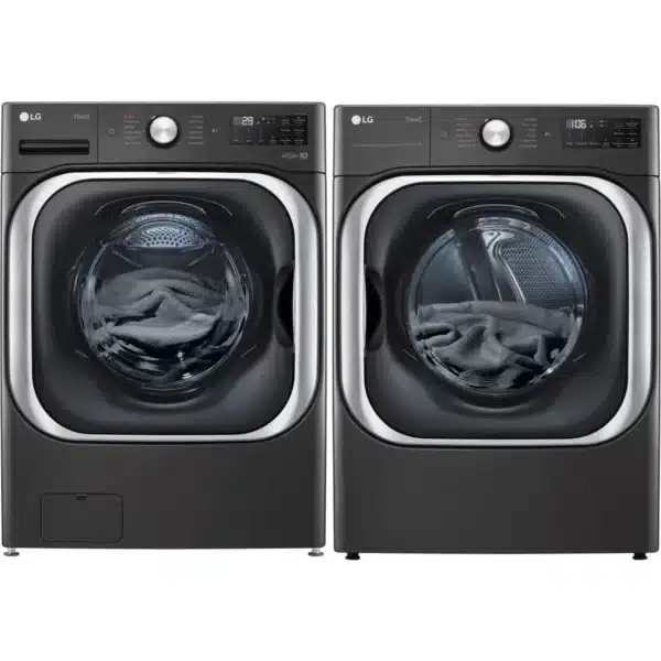 Combo LG – Laveuse à chargement frontal 6.0 pi³ & Sécheuse électrique 9.0 pi³ – Noir stainless - WM8900HBA/DLEX8900B