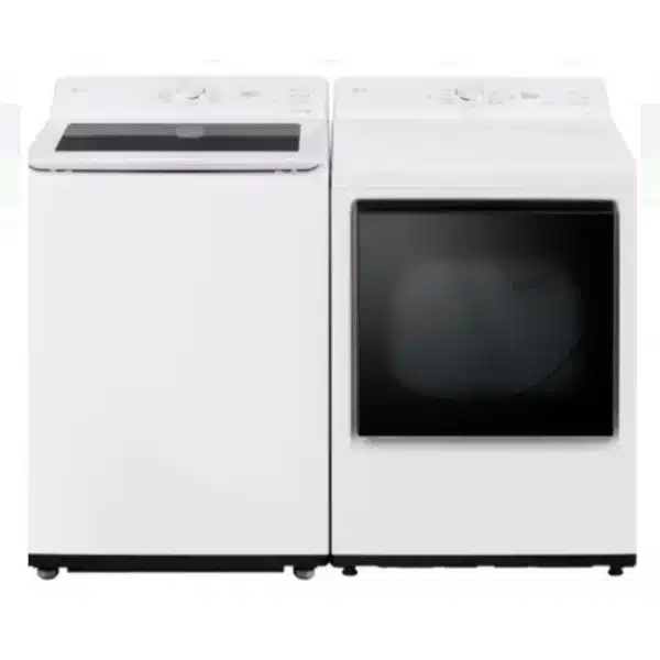Laveuse-sécheuse LG 27’’ blanche avec Wi-Fi, chargement vertical et grande capacité – WT8205CW & DLE8200W