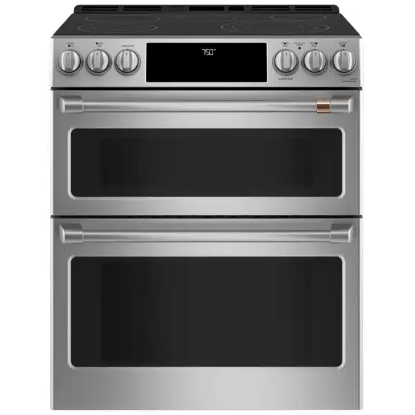 Café Electric Range – 30", 6.7 cu. ft., Double Oven, True Convection, 5 Burners, Air Fry, Stainless Steel - CCES750P2MS1