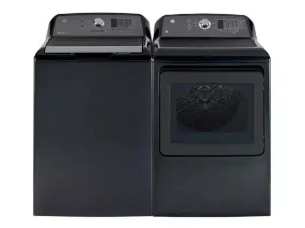 Ensemble GE – Laveuse 27" à chargement par le haut 5,3 pi³ + Sécheuse électrique 7,4 pi³ – Gris foncé - GTW680BMRDG & GTD65EBMRDG