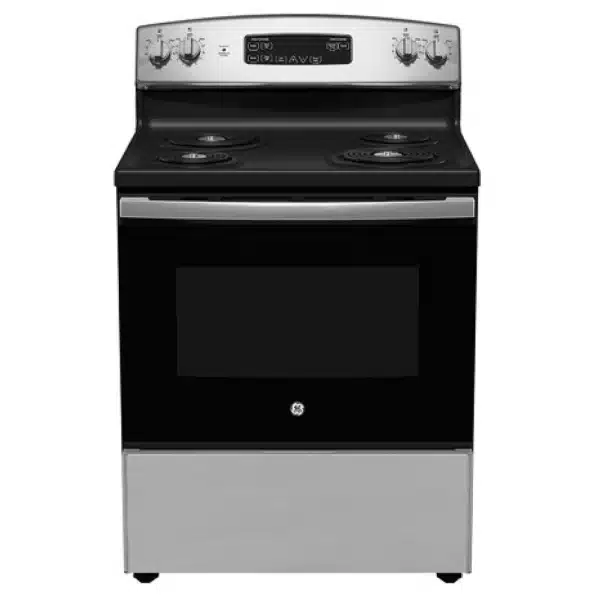 GE Electric Range – 30", 5 cu. ft., 4 Burners, Black/Stainless - JCBS250SVSS