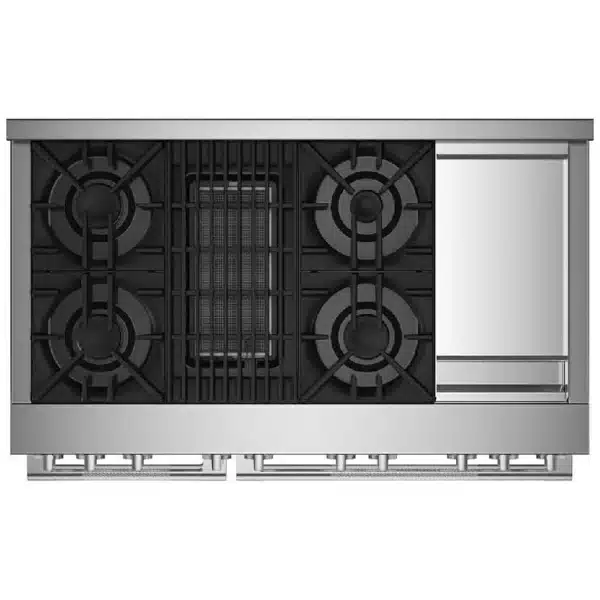 Cuisinière professionnelle JennAir – 48″, Gaz & Électrique, 6 brûleurs + plaque, Double four - JGRP748HM – Image 3