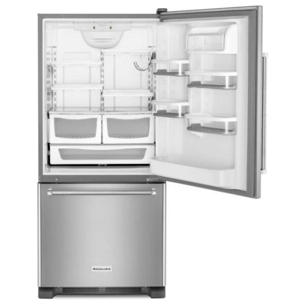 Réfrigérateur à congélateur inférieur KitchenAid– 30", 18.7 pi³, Acier inoxydable, ENERGY STAR - KRBR109ESS – Image 2