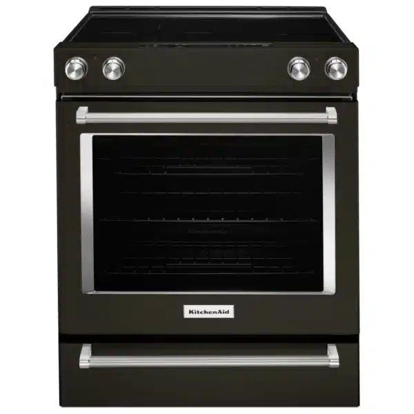 KitchenAid Electric Range – 30", 5 Burners, True Convection, Self Clean, Black Stainless Steel - YKSEG700EBS