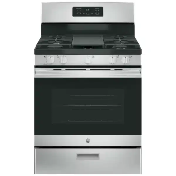 Cuisinière à gaz GE 30 po – 5,0 pi³, Steam Clean, grille avec broil drawer – JCGBS66SEKSS