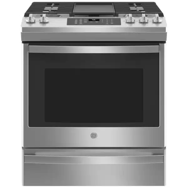 Cuisinière à gaz encastrable GE 30 po – 5,6 pi³, Convection, Air Fry sans préchauffage – JCGS760SP4SS