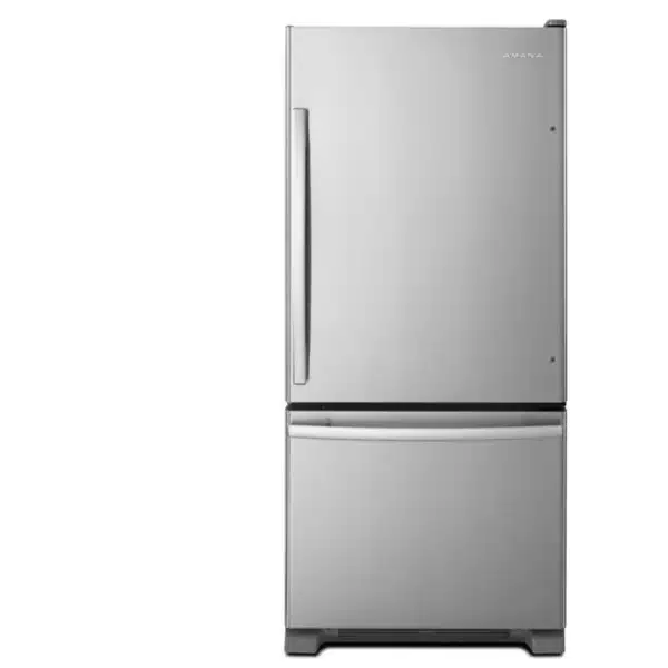 Réfrigérateur congélateur inférieur Amana 30″ en inox, 18,6 pi³, machine à glace en option – ABB1924BRM