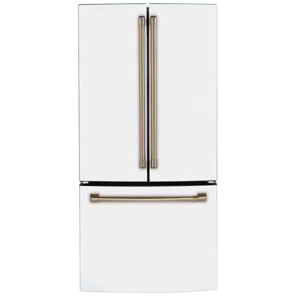 Réfrigérateur portes françaises Café 33″ 18,6 pi³ blanc mat, profondeur de comptoir, eau & glace – CWE19SP4NW2