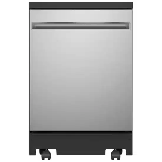GE Portable Dishwasher – 24 inch, 12 Place Settings, Stainless Steel, 54 dB - GPT225SSLSS