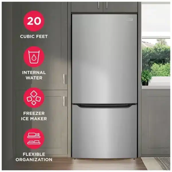 Réfrigérateur congélateur inférieur Frigidaire Gallery 30″ 20 pi³ inox, eau intérieure & glace congélateur – GRBN2012AF – Image 4