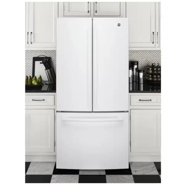 Réfrigérateur portes françaises GE 33″ 18,6 pi³ blanc, profondeur de comptoir, eau intérieure & glace congélateur – GWE19JGLWW – Image 4