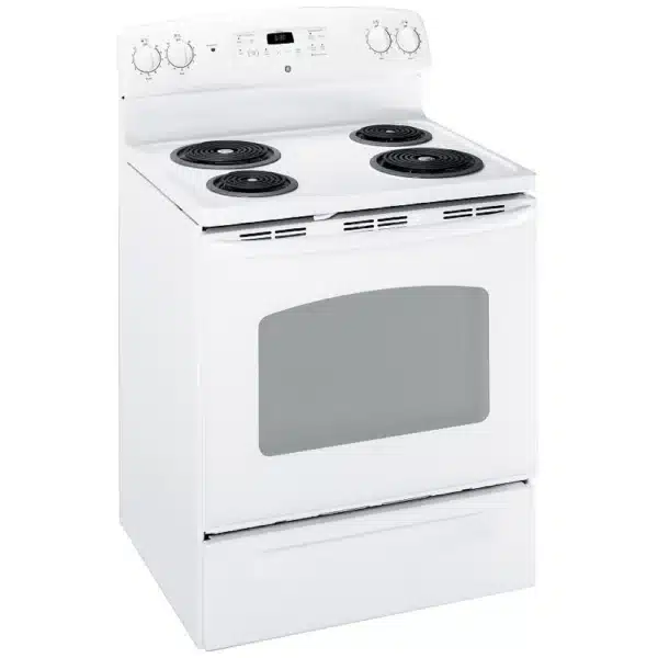 Cuisinière électrique GE 30 po – 4 brûleurs – Autonettoyante – Blanc Modèle : JCBP240DMWW – Image 2