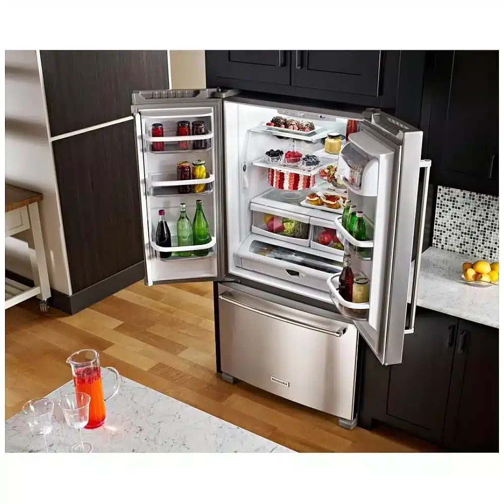 KitchenAid French Door Refrigerator 36″ 25.2 cu. ft. stainless steel, interior water & freezer ice – KRFF305ESS - Image 4