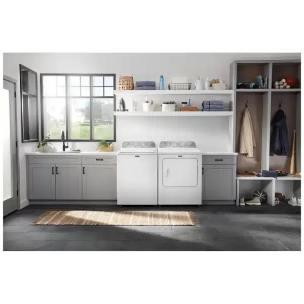 Ensemble laveuse sécheuse Maytag 27″ chargement par le haut 5,2 pi³ & électrique 7,0 pi³ blanc – MVW5035MW & YMED5030MW – Image 4