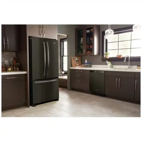 Réfrigérateur portes françaises Whirlpool 33″ 22,1 pi³ inox noir, congélateur inférieur, eau & glace – WRFF5333PV – Image 4