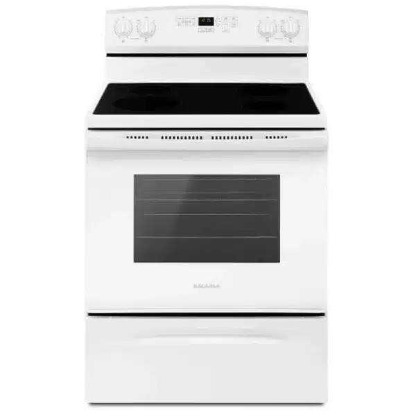 Cuisinière électrique Amana 30 po – 4 brûleurs – Blanc - YAER6603SFW