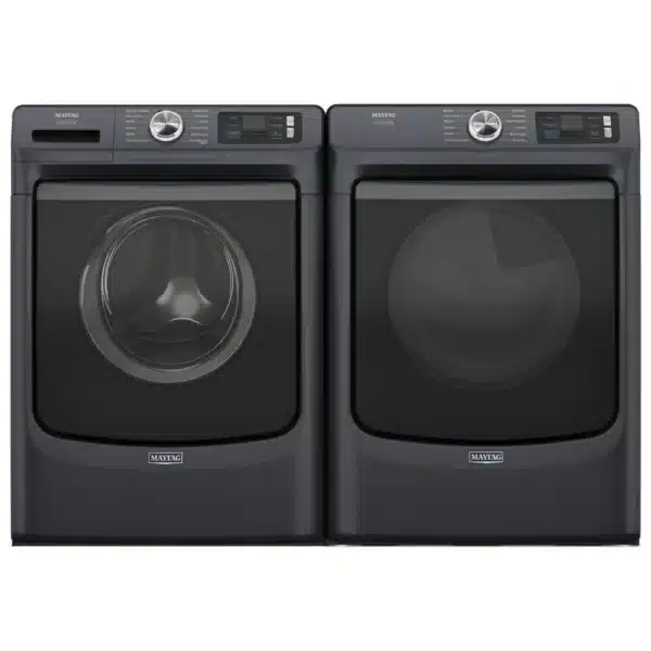 Ensemble laveuse sécheuse Maytag 27″ frontale 5,0 pi³ & électrique 7,3 pi³ inox – MFW7020RF0 & YMED7020RF0