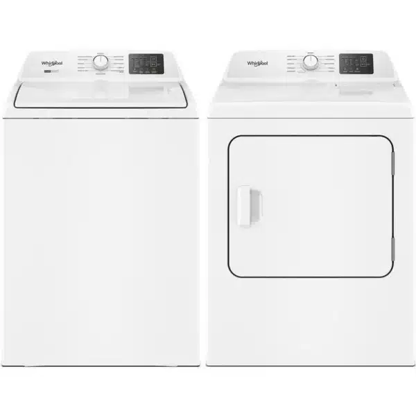 Ensemble laveuse sécheuse Whirlpool 27″ chargement par le haut 4,8 pi³ & électrique 7,0 pi³ blanc – WTW4107SW0 & YWED4105SW0