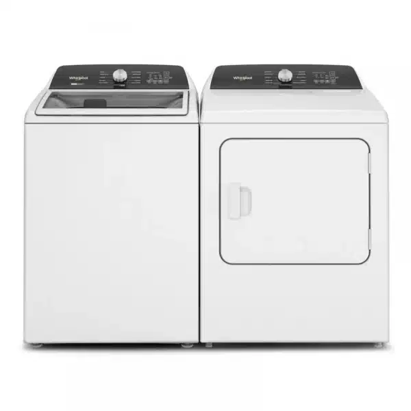 Whirlpool Washer Dryer Set 27″ Top Load 5.5 cu. ft. & Electric 7.0 cu. ft. white – WTW5057LW & YWED5050LW