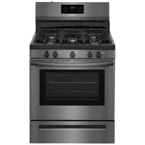 Frigidaire Gas Range 30″ 5.0 cu.ft. Self Clean, Storage Drawer, Black Stainless Steel – FFGF3054TD