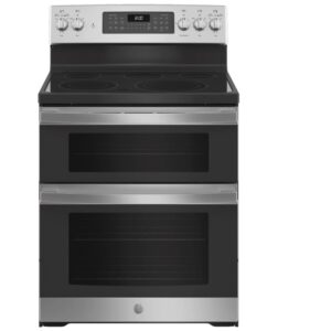 30" Electric Range, GE, 6.6 cu.ft., Convection, Double Oven, Air Fry, Stainless Steel – JBS86SPSS