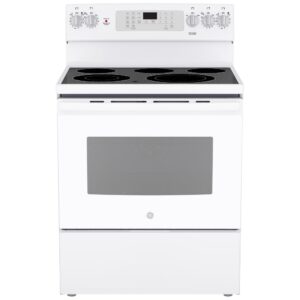 Cuisinière électrique 30", GE, 5 pi³, convection européenne, Air Fry, blanc – JCB840DVWW