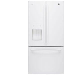 Réfrigérateur à portes françaises 33", GE Profile, 23,8 pi³, distributeur d’eau et glaçons, blanc – PFE24HGLKWW
