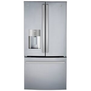 Réfrigérateur à portes françaises 33 po, GE Profile, 17,5 pi³, Distributeur eau & glaçons, Inox – PYE18HYRKFS