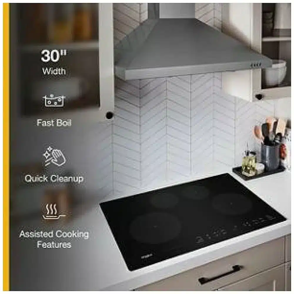 Whirlpool 30″ Induction Rangetop, 4 Burners, 3,000 W, Black – WCI55US0JB - Image 4