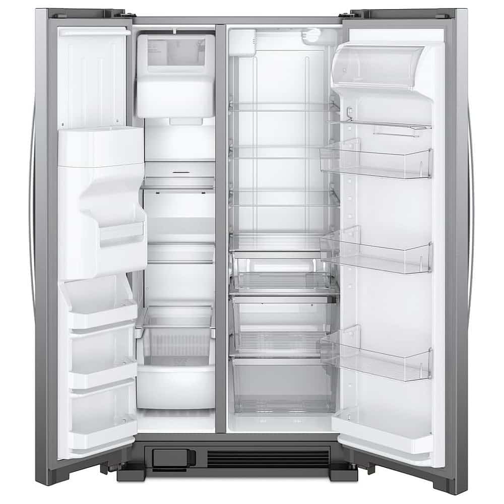 33" Side by Side Refrigerator, Whirlpool, 21.4 cu.ft., Water & Ice Dispenser, Stainless Steel – WRS321SDHZ - Image 3