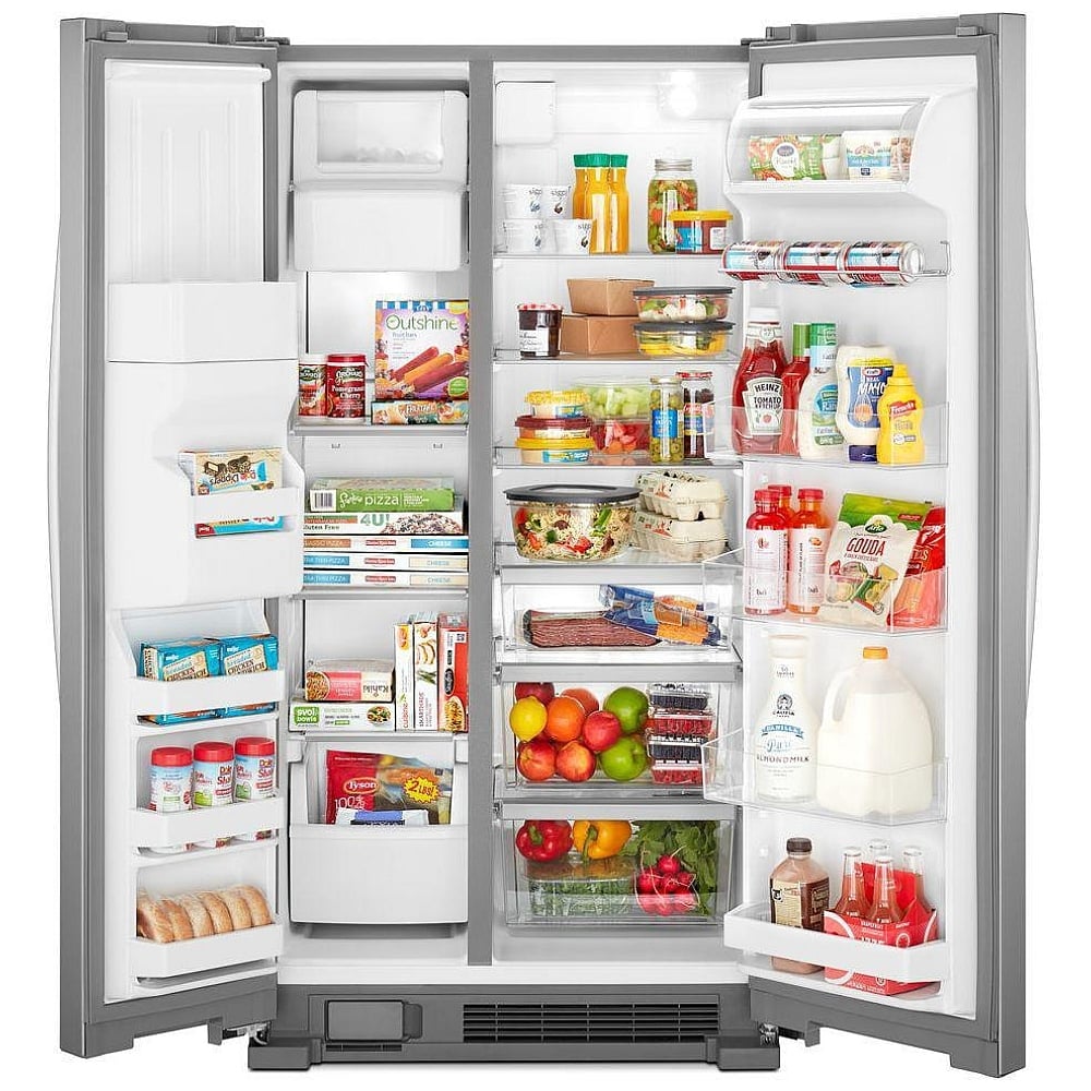 33" Side by Side Refrigerator, Whirlpool, 21.4 cu.ft., Water & Ice Dispenser, Stainless Steel – WRS321SDHZ - Image 4