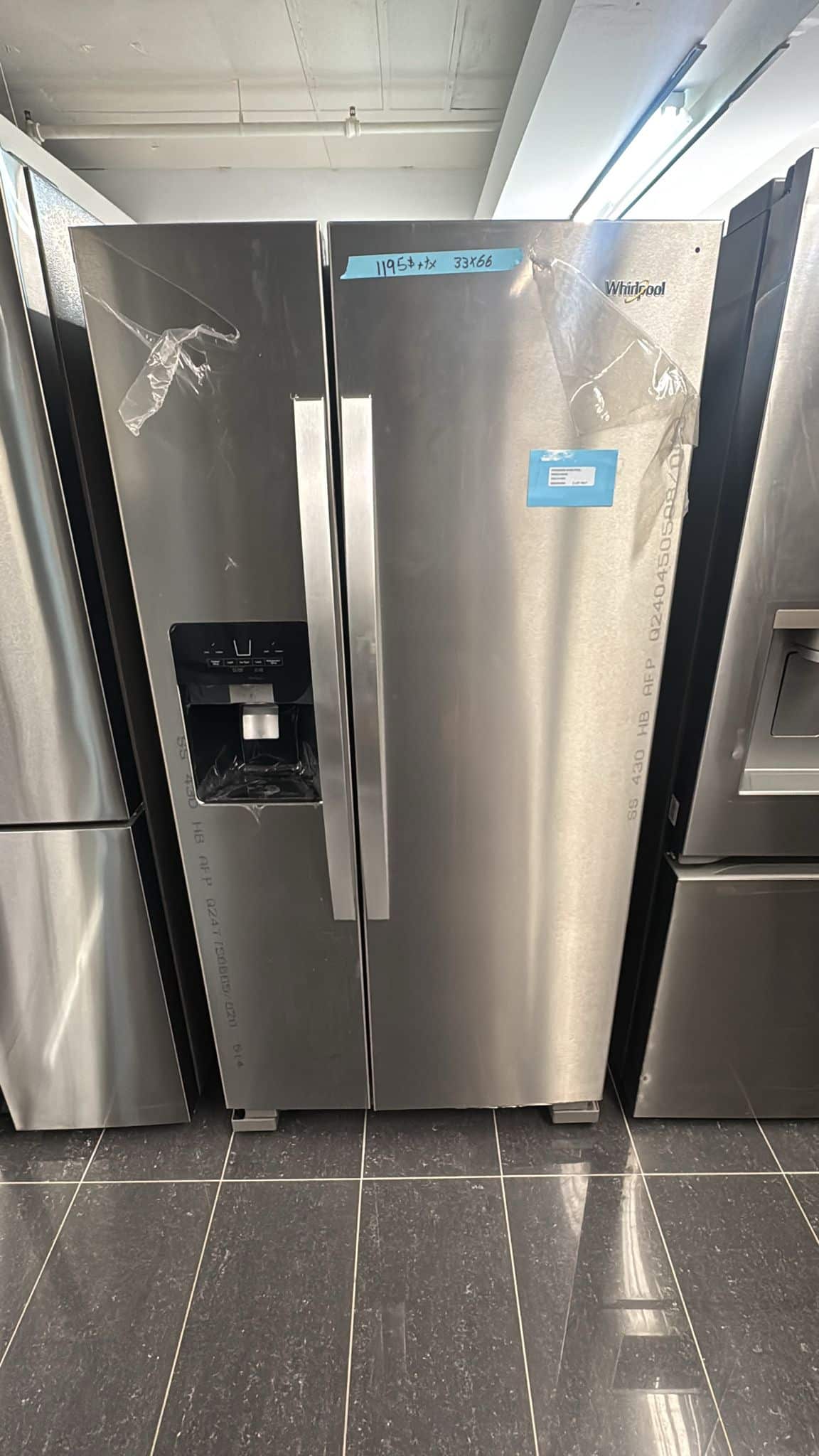 33" Side by Side Refrigerator, Whirlpool, 21.4 cu.ft., Water & Ice Dispenser, Stainless Steel – WRS321SDHZ - Image 5