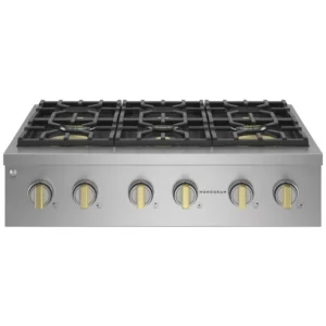 Monogram 36'' Gas Cooktop – Stainless Steel – 6 Burners – ZGU366NTSS