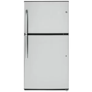 Réfrigérateur à congélateur supérieur GE 33 pouces, inox – GTE21GSHSS