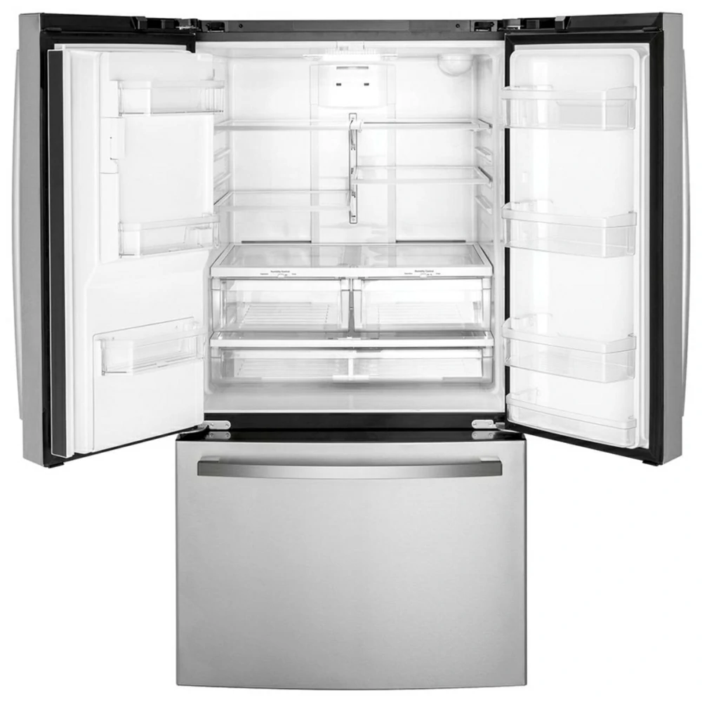 GE Counter-Depth Refrigerator – 36", 20.6 cu. ft., French Door, External Water & Ice Dispenser, Stainless Steel – GYE21JYMFS - Image 2