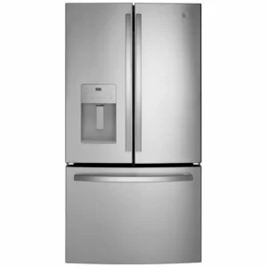 Réfrigérateur GE – 36", 20,6 pi³, profondeur de comptoir, portes françaises, distributeur eau/glace, inox – GYE21JYMFS