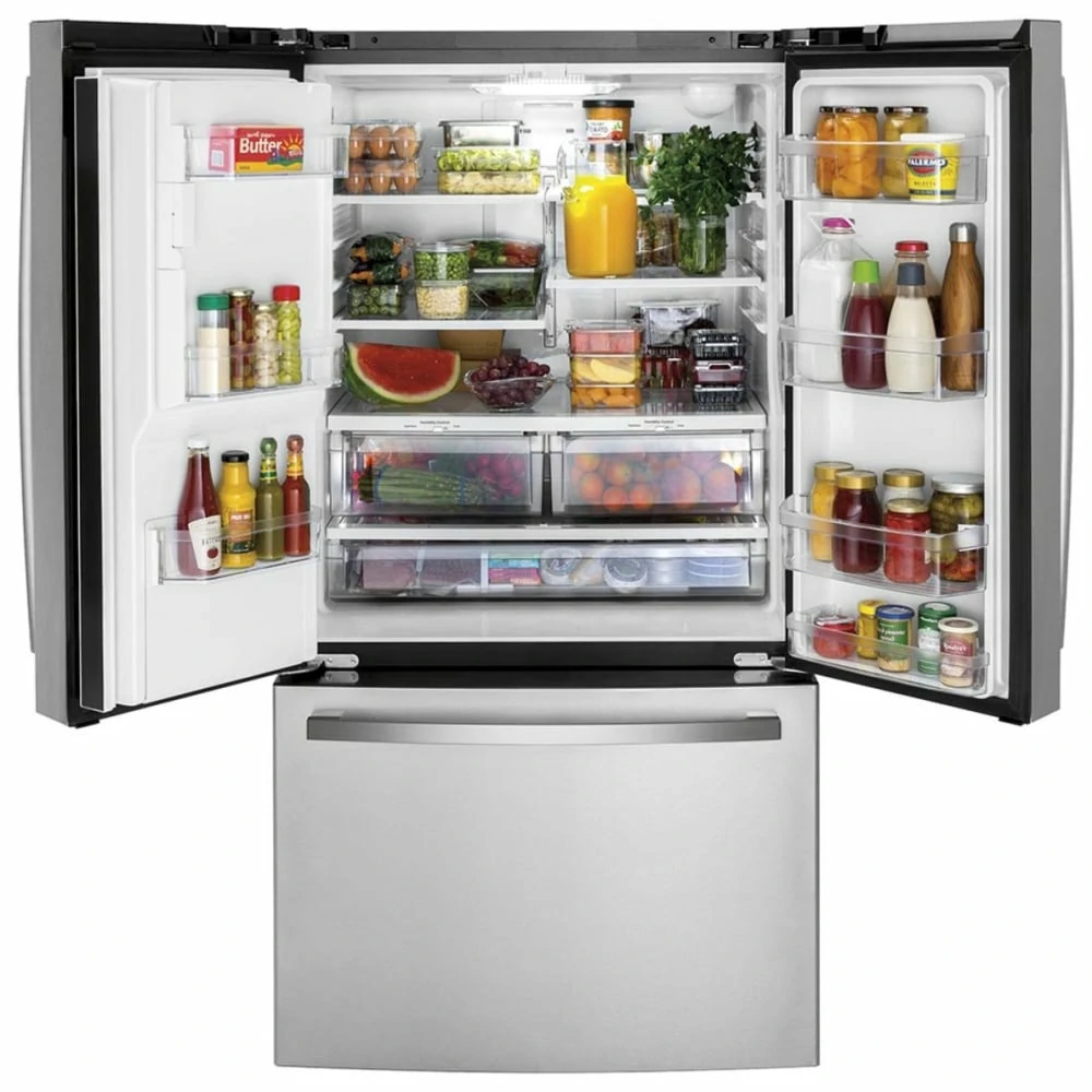 GE Counter-Depth Refrigerator – 36", 20.6 cu. ft., French Door, External Water & Ice Dispenser, Stainless Steel – GYE21JYMFS - Image 3
