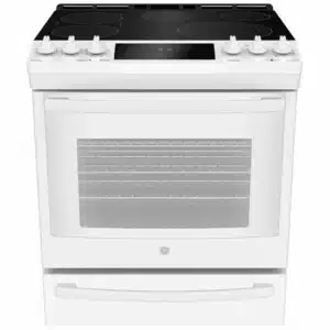 Cuisinière électrique GE Profile 30 pouces, 5.3 pi³, Blanc – PCS940DMWW